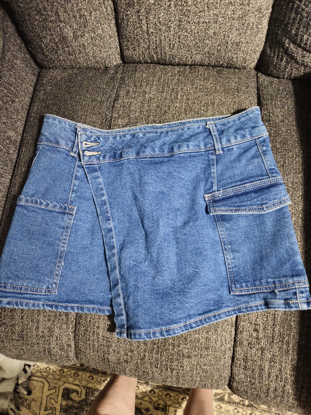 No Boundaries Blue Denim Cargo Mini Skort